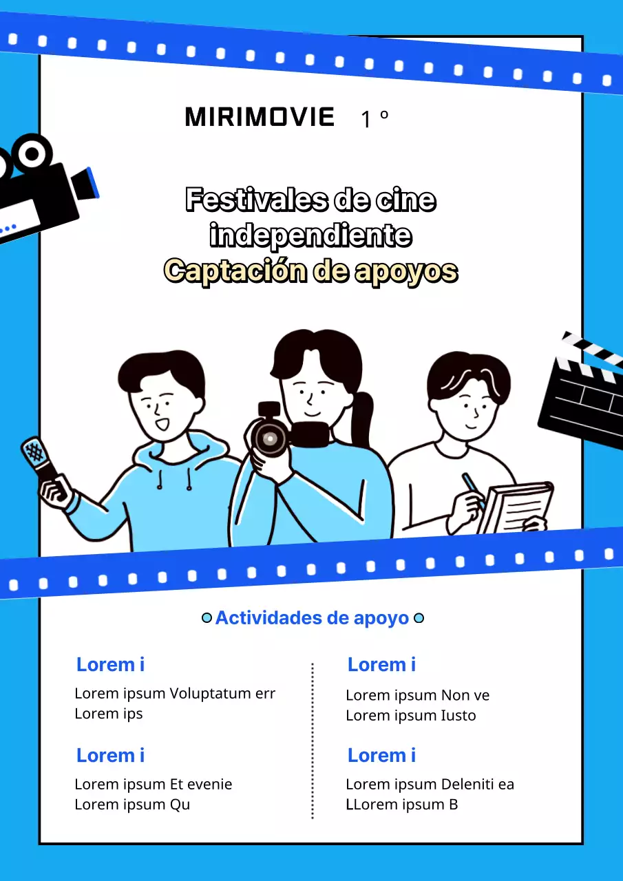Patrocinadores del Festival de Cine Independiente en azul