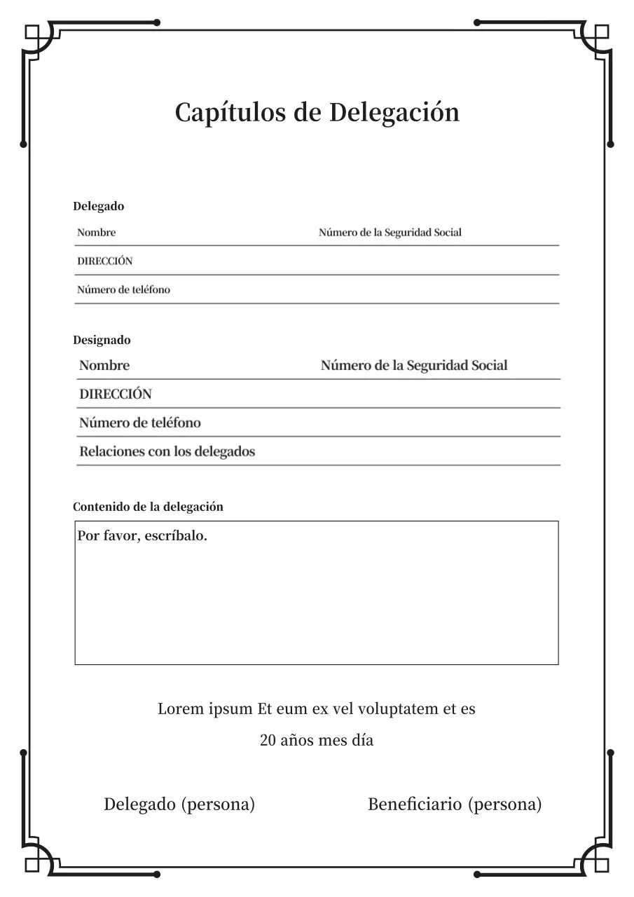 Un simple poder notarial en azul marino