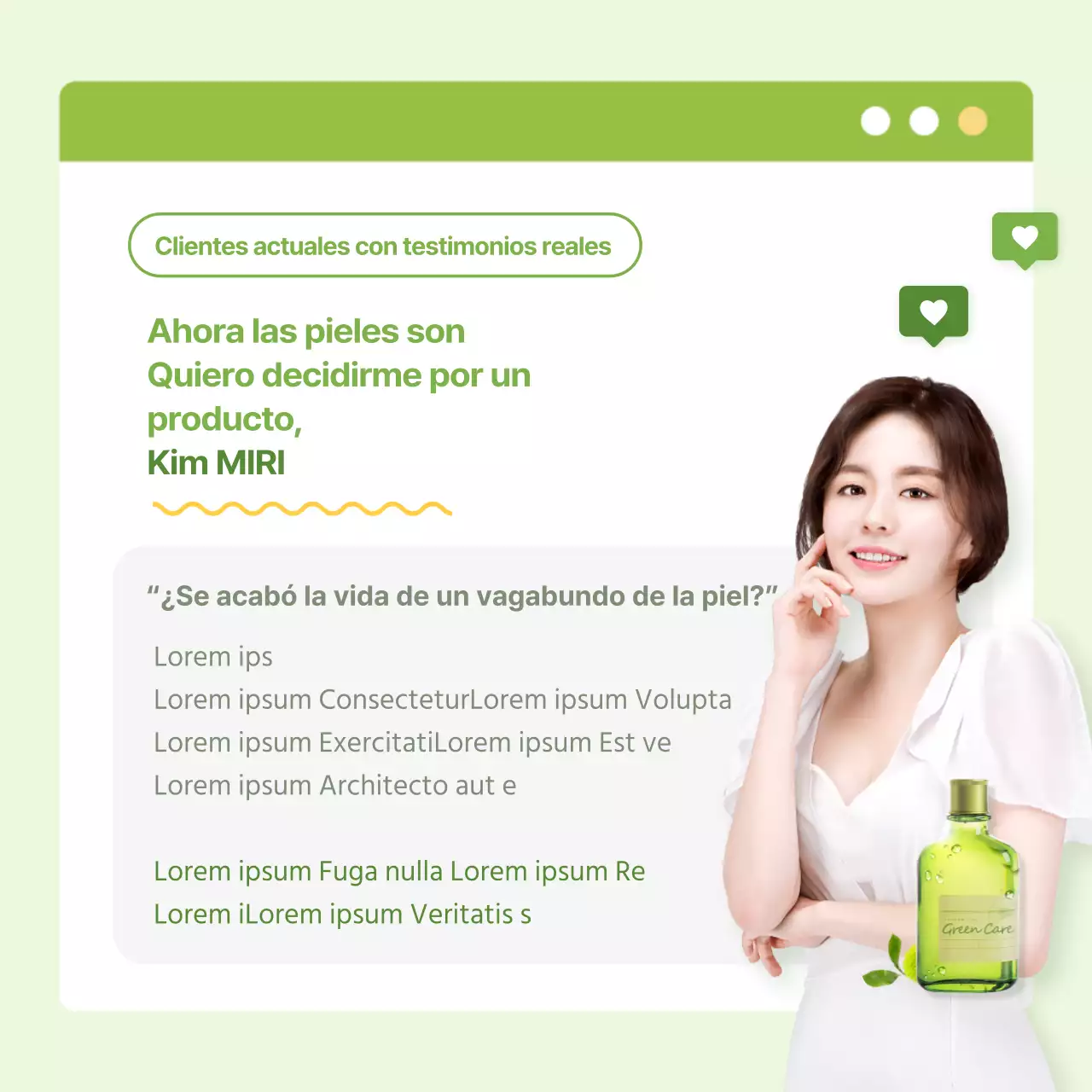 Eventos de revisión de la piel ecológica con fondo verde