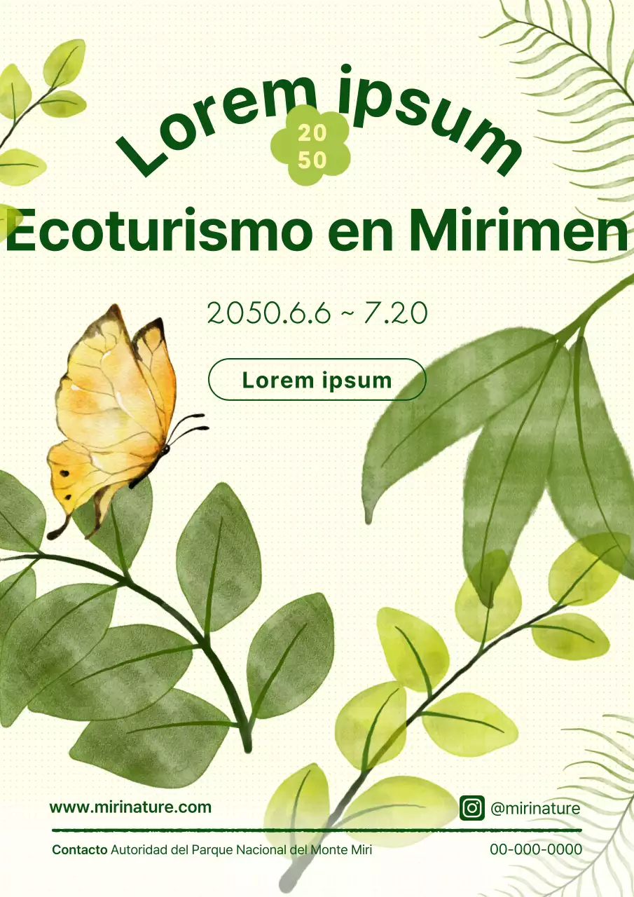 Ecoturismo con ilustraciones de hojas verdes