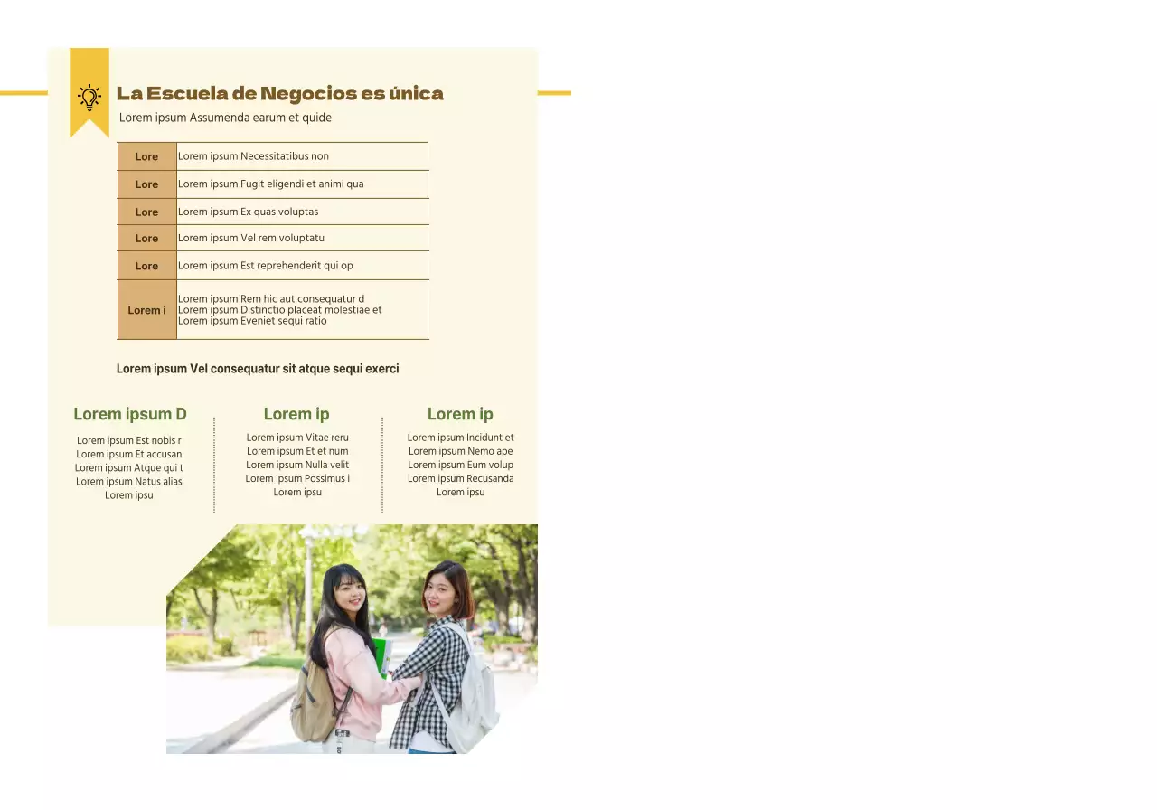 Sesión informativa universitaria amarilla y negra escuela