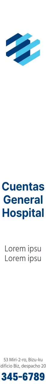 Promoción de un hospital general con un logotipo sencillo en azul y azul claro.