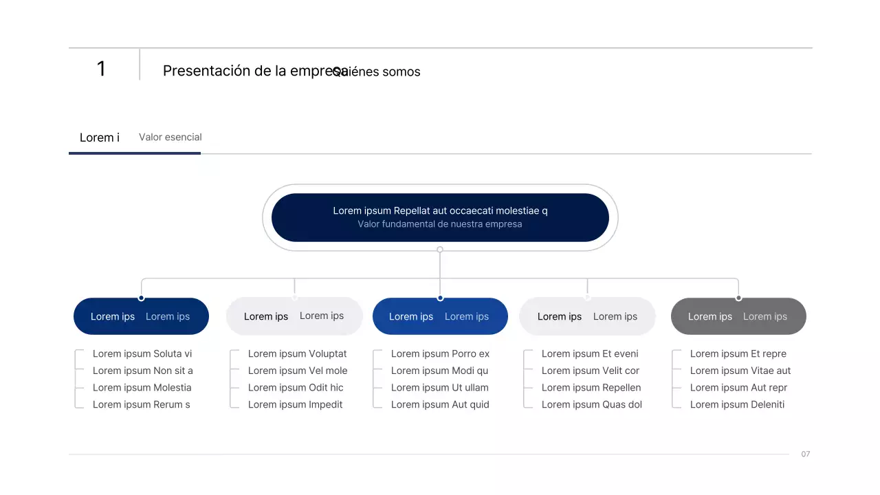 Sencilla presentación infográfica corporativa con degradados azules y verdes