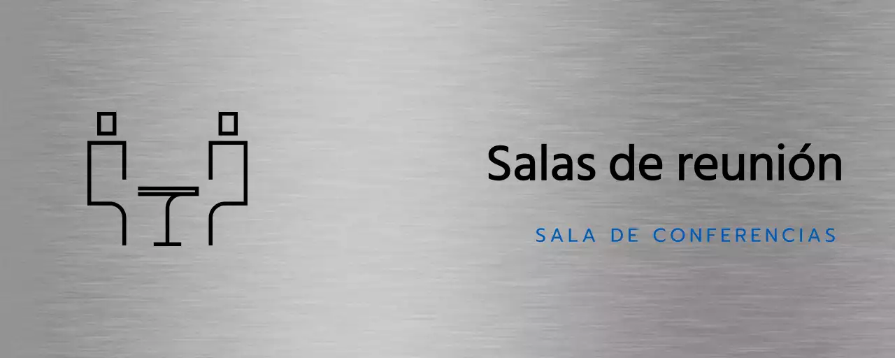 Nombres de lugares y planos de la empresa con sencillos iconos negros y azules