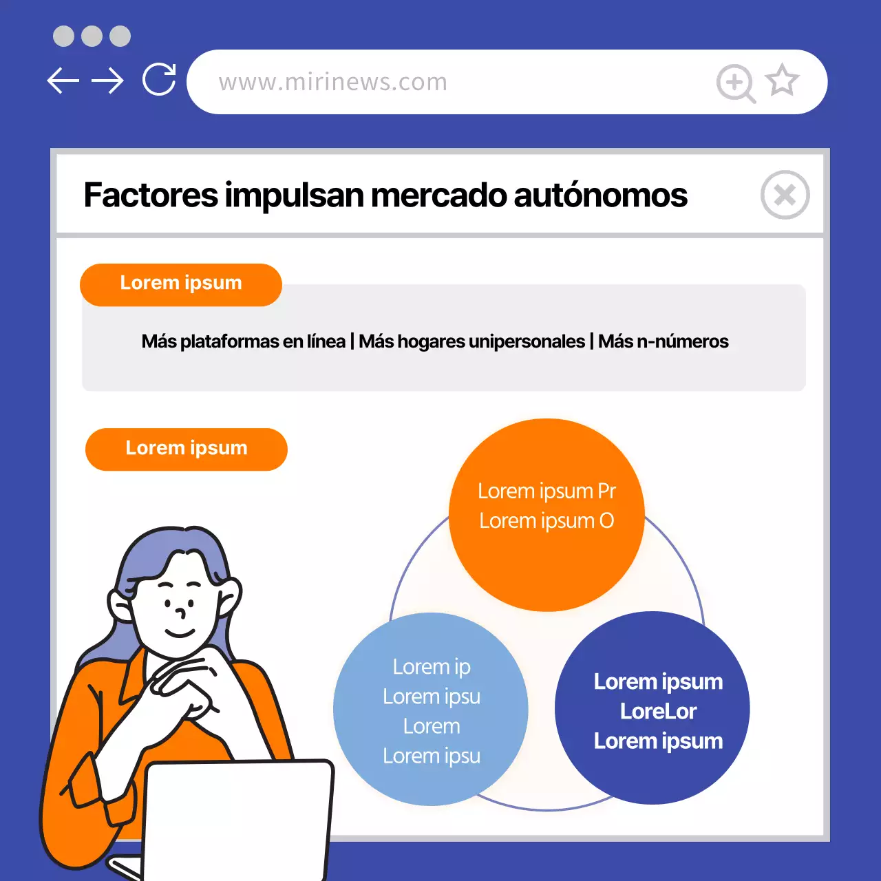 azul naranja bonita ilustración geekworker cardnews