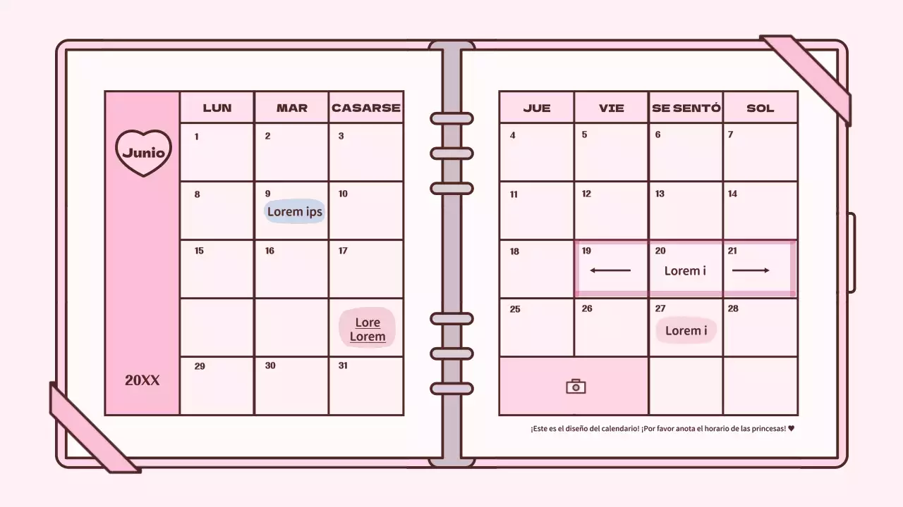 Bonito kit de presentación del concepto de agenda en rosa