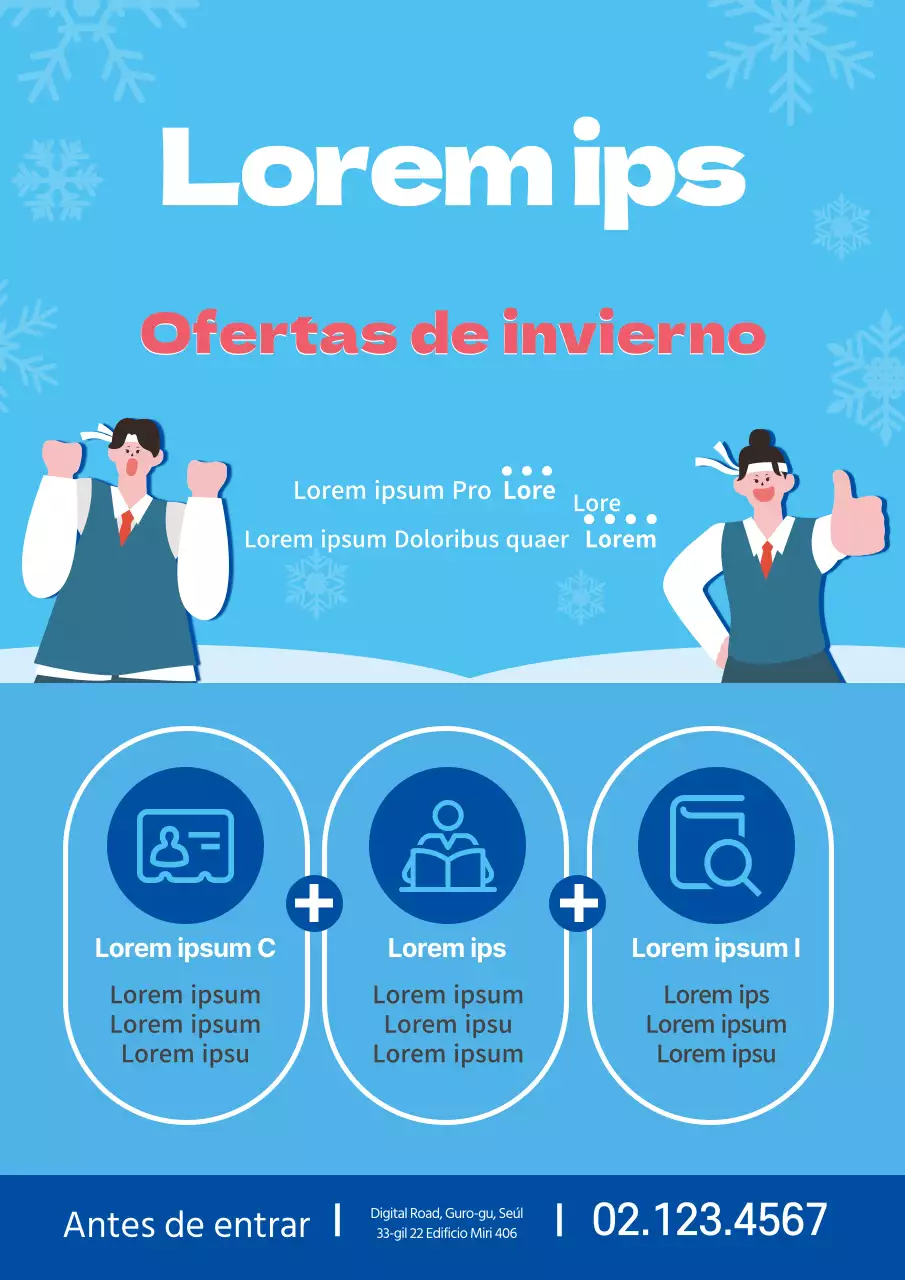 Rojo Azul Invierno Ilustración Admisiones Promoción escolar