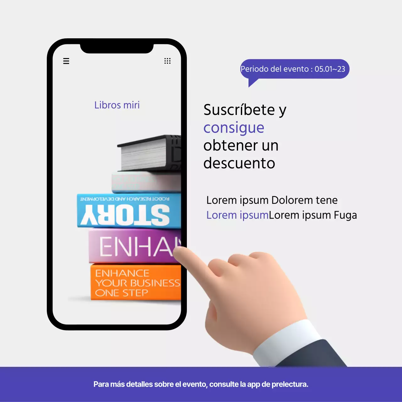 Ofertas de suscripción a aplicaciones de lectura en negro y morado