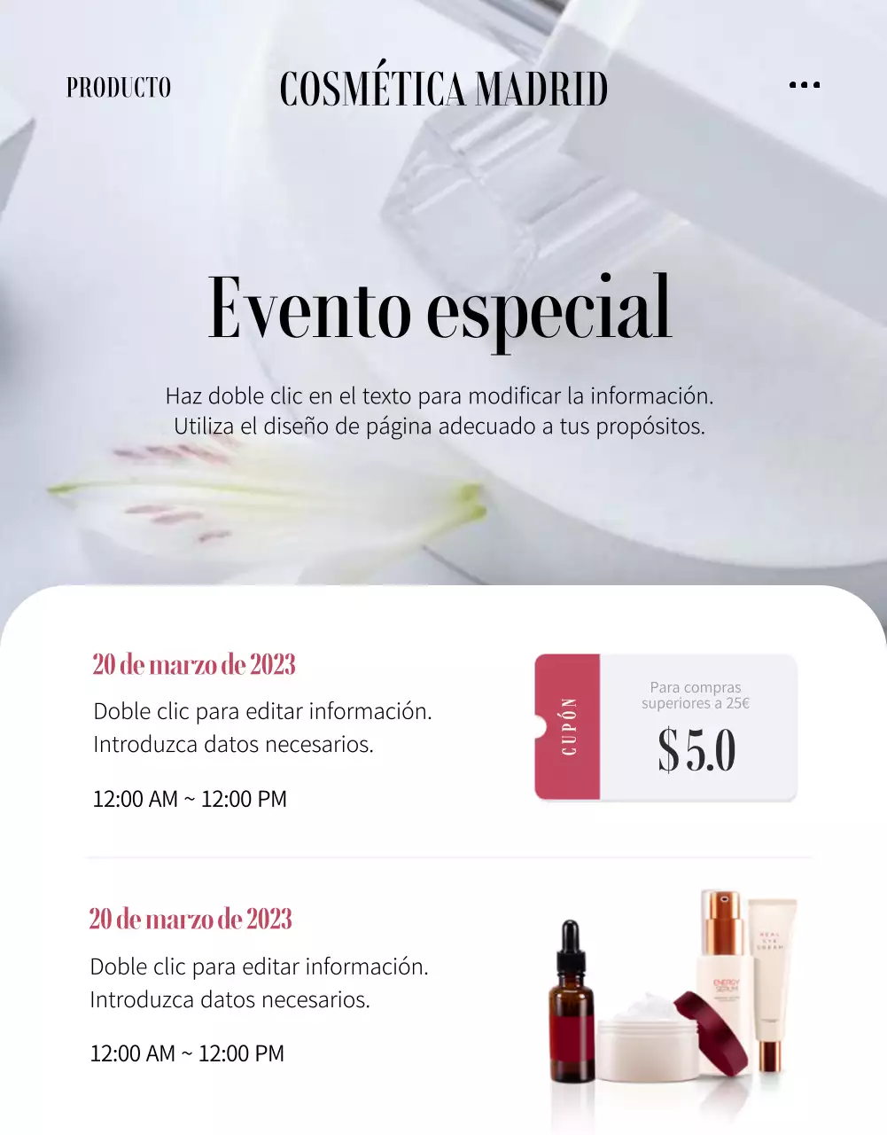 Promocione su evento del Día Blanco con tendencias de belleza en rosa y morado