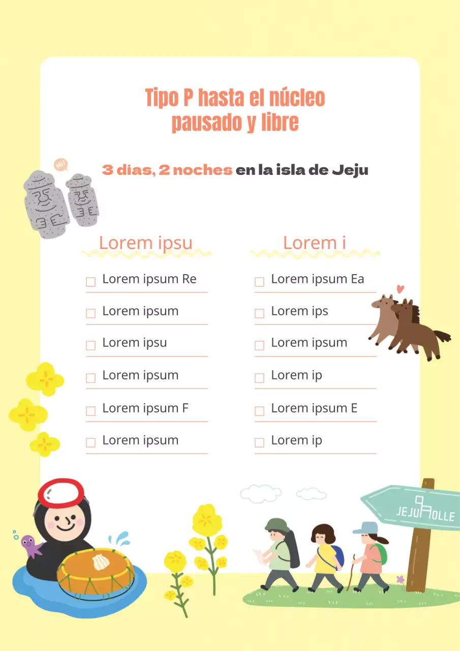 Contenido del itinerario verde-amarillo de 3 días y 2 noches por la isla de Jeju