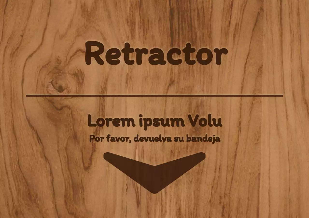 Señalización interior de la cantina con colores parduscos y un concepto sencillo de madera