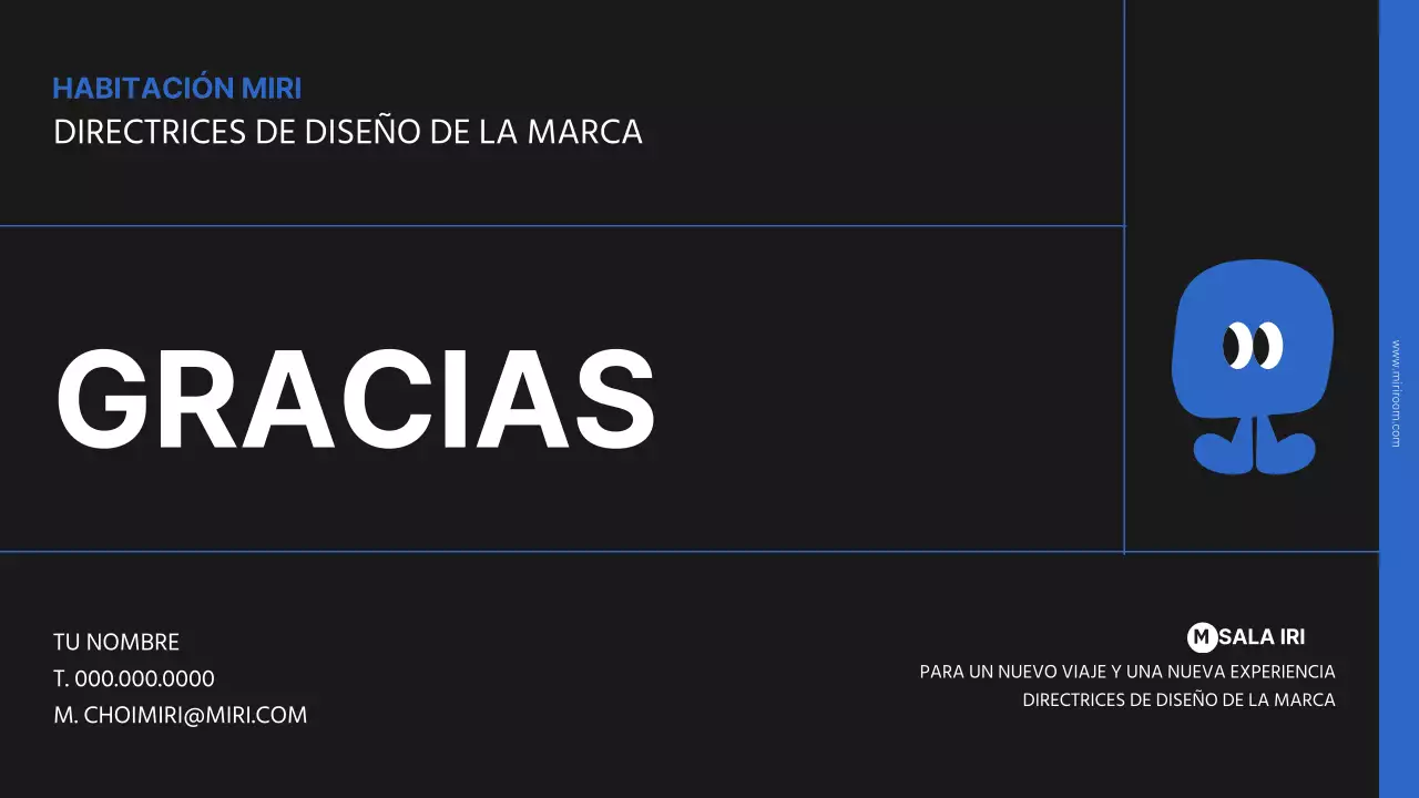 Presentación sencilla de la marca en azul y negro