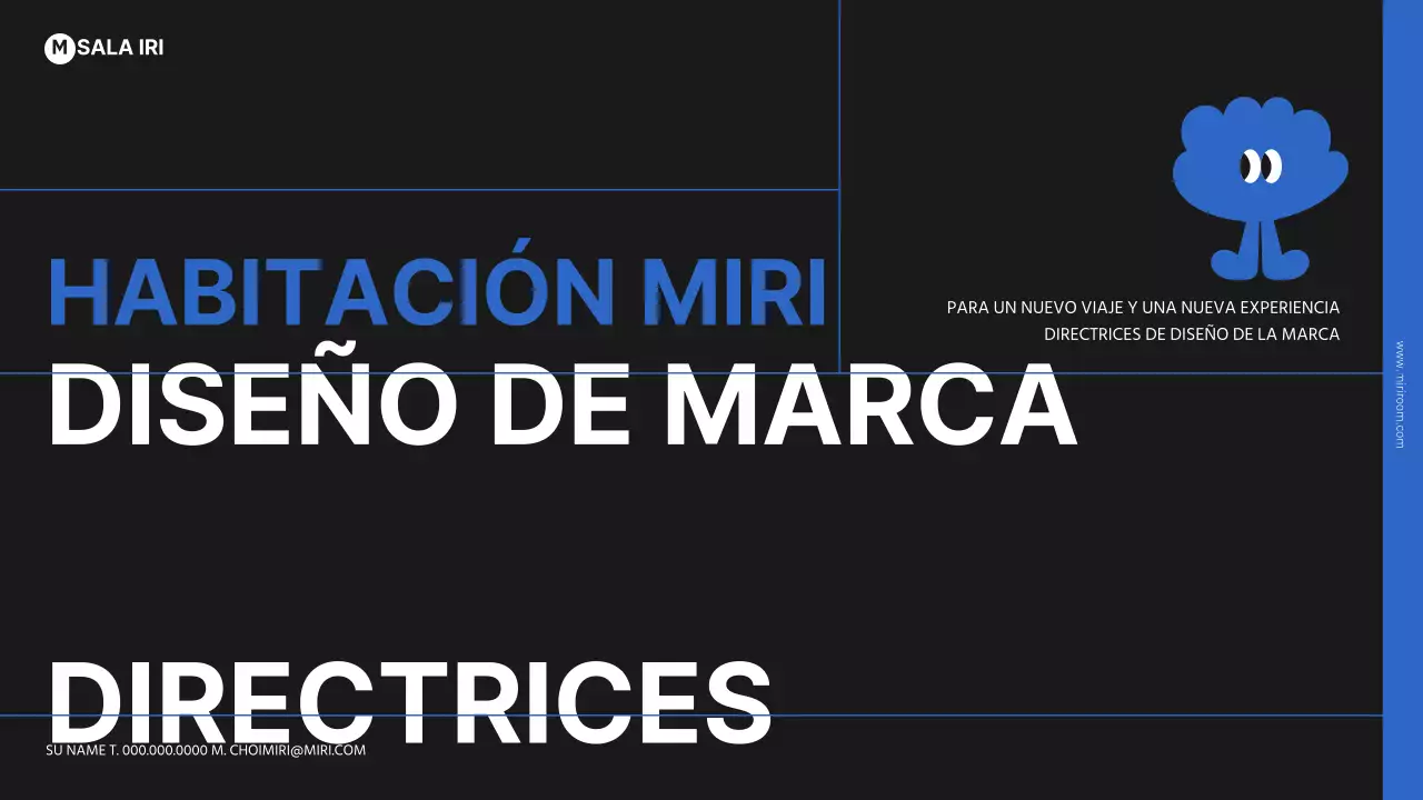 Presentación sencilla de la marca en azul y negro