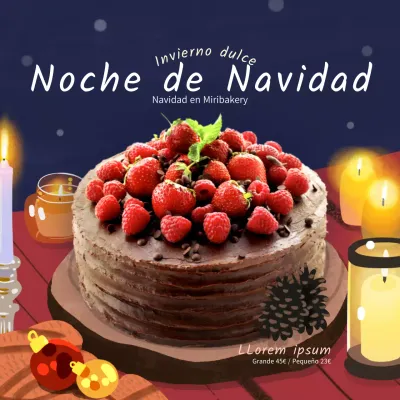 Pastel ilustrado de promoción en azul marino y rojo