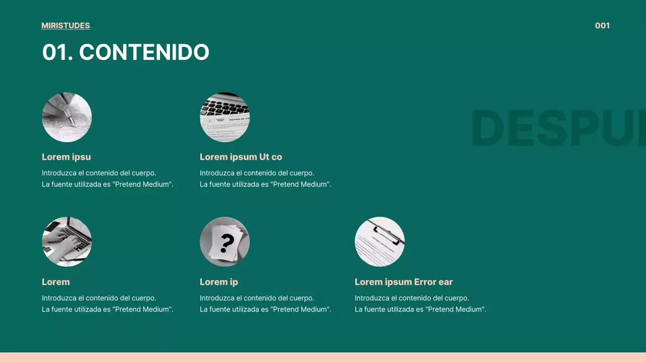 PO presentación de trabajo en verde y rosa