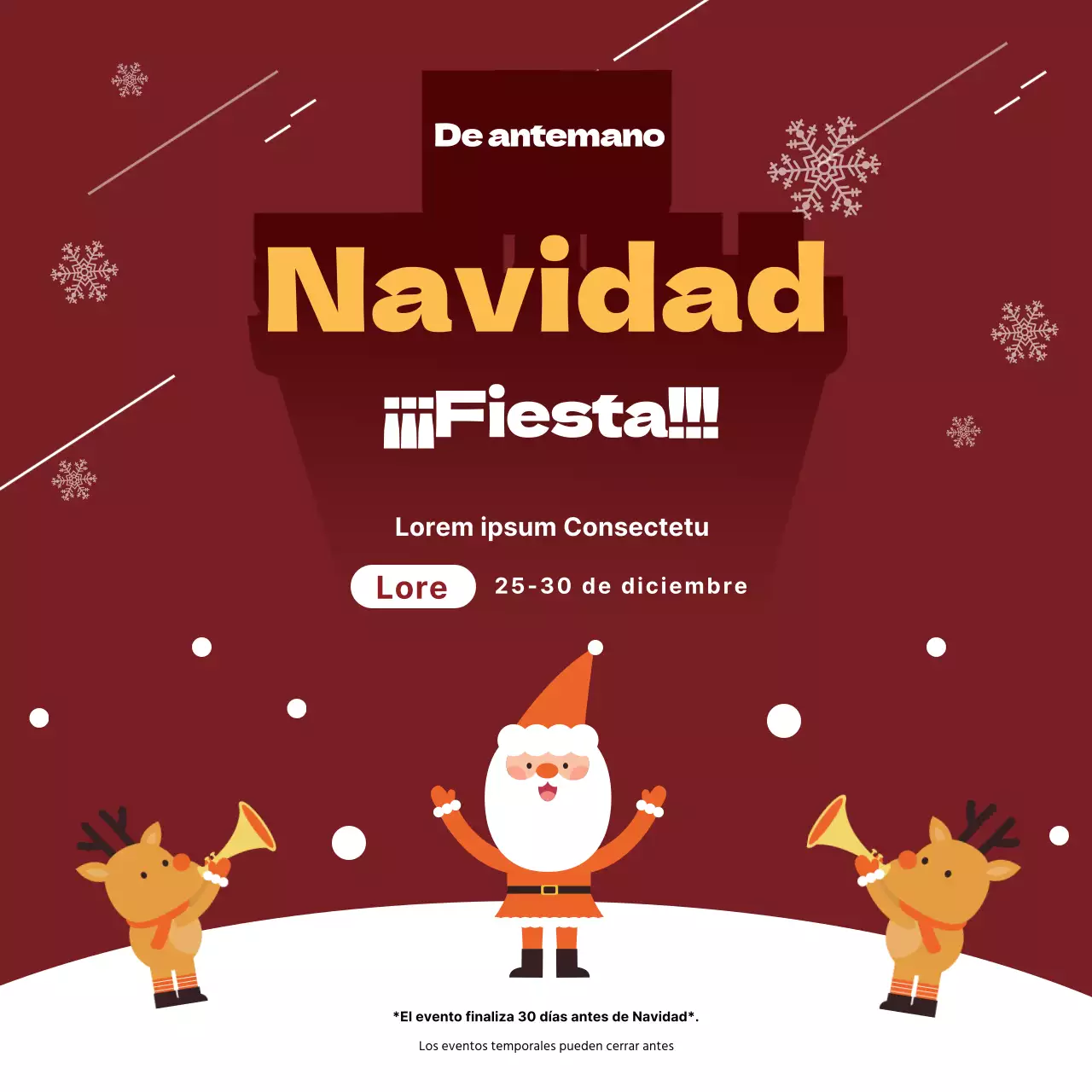 Ilustración roja Lindo evento de Navidad