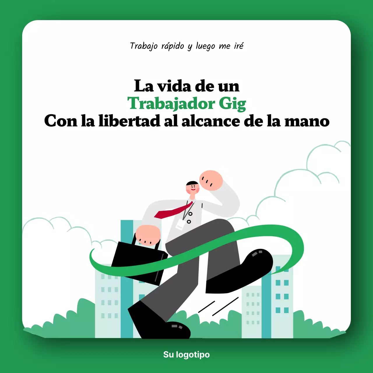 Promociona tu plataforma de trabajadores autónomos con simpáticas ilustraciones verdes