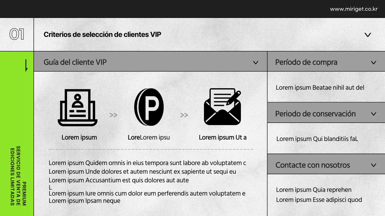 Presentación de los beneficios VIP de los grandes almacenes en blanco y negro y verde lima