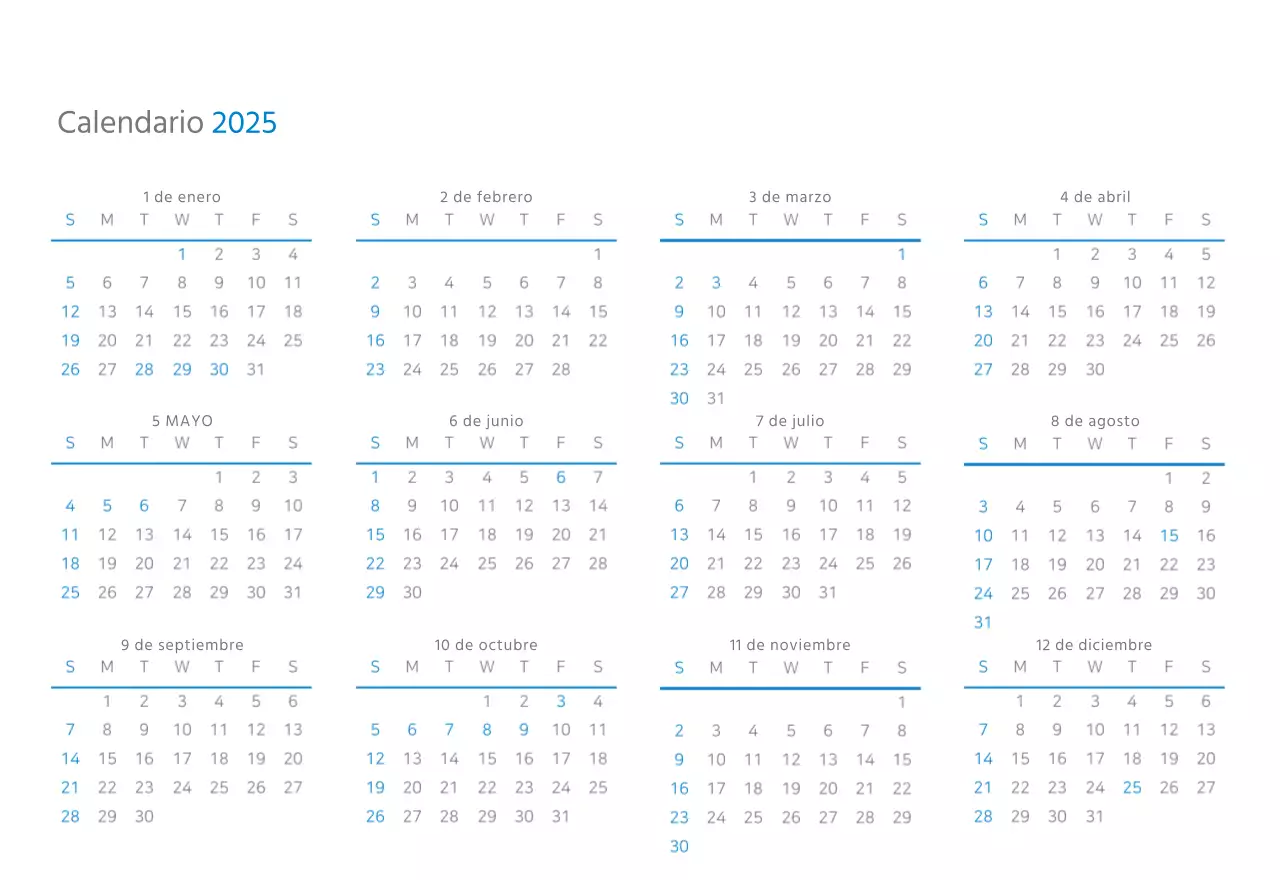 Calendario de empresa blanco y sencillo