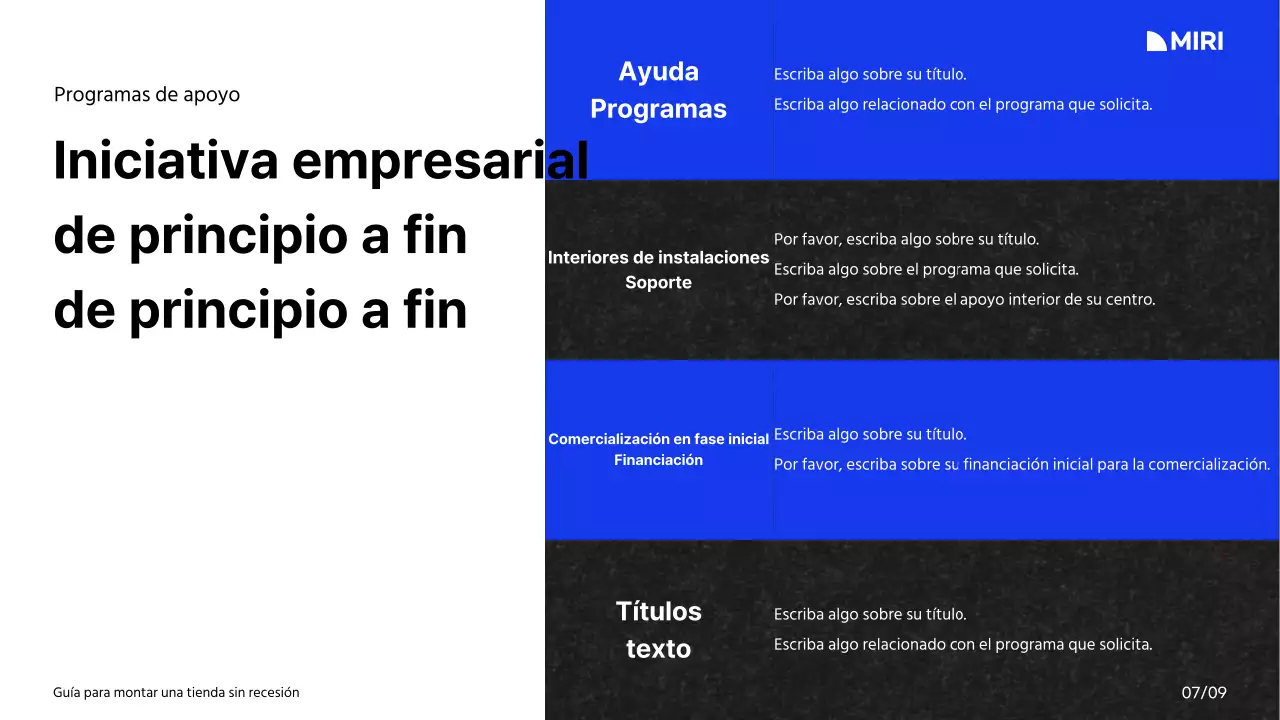 Guía para crear un centro comercial con una combinación de colores blanco, azul y negro y un diseño cuadriculado