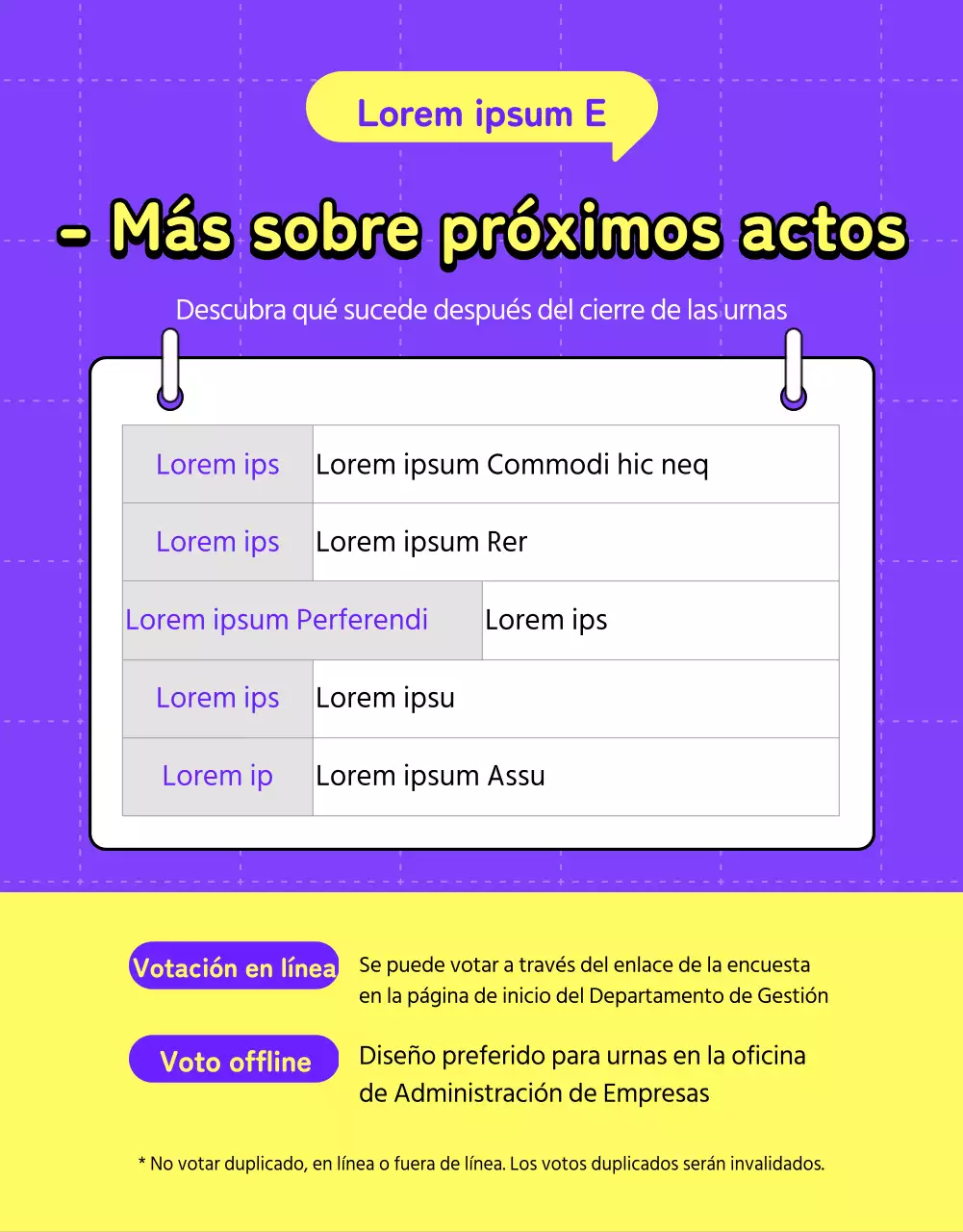 Púrpura y amarillo minimalista universidad y sudadera con capucha guía de votación