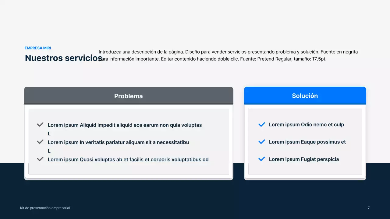 Material comercial sencillo en azul y gris