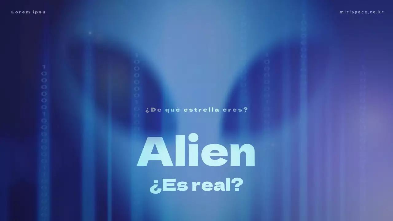 Material de formación con fotos de extraterrestres sobre fondo azul