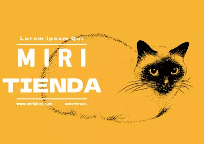 Etiqueta amarilla ilustrada de tienda de animales