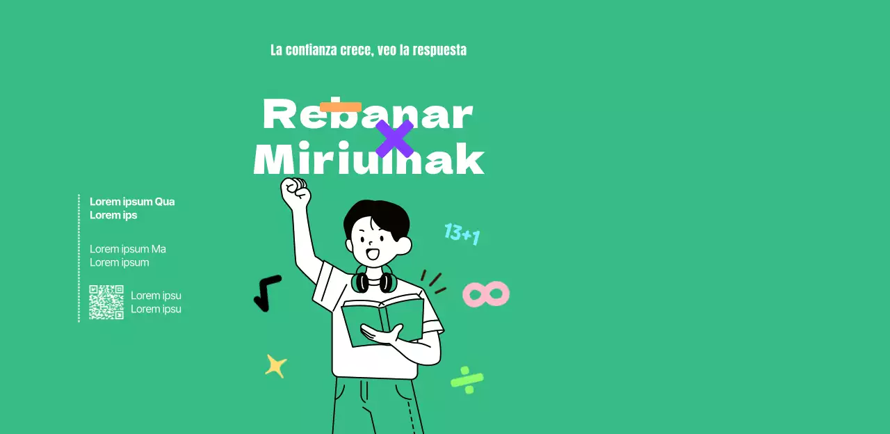 Escuela secundaria de matemáticas con ilustración verde de estudiante