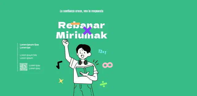 Escuela secundaria de matemáticas con ilustración verde de estudiante