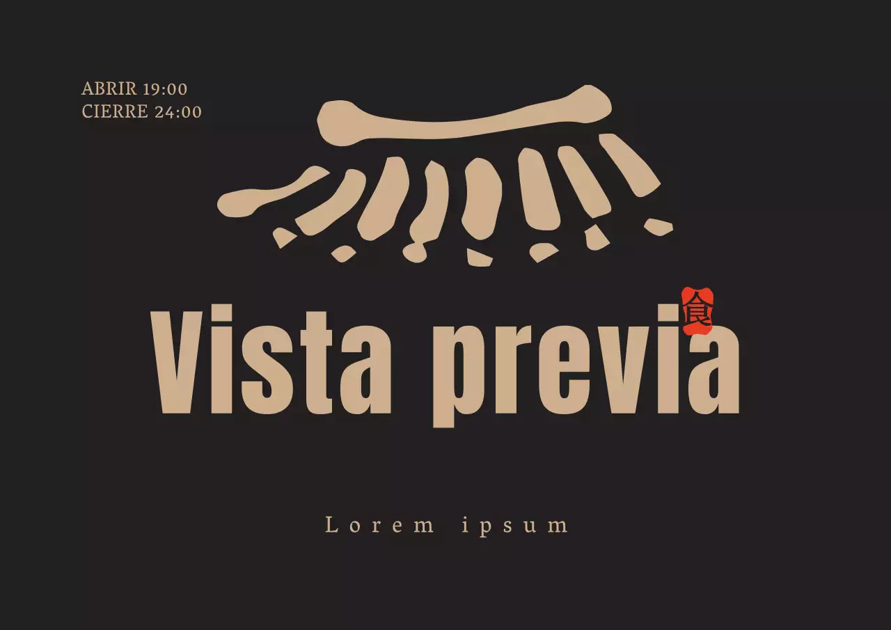 Logotipo de restaurante coreano de concepto limpio en marrón oscuro y amarillo para promocionar el restaurante.