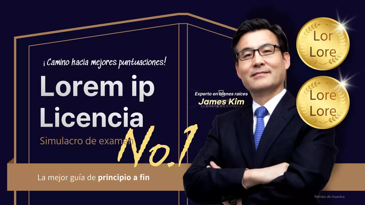 Preguntas y respuestas de práctica de corretaje inmobiliario de aspecto profesional en azul marino y dorado