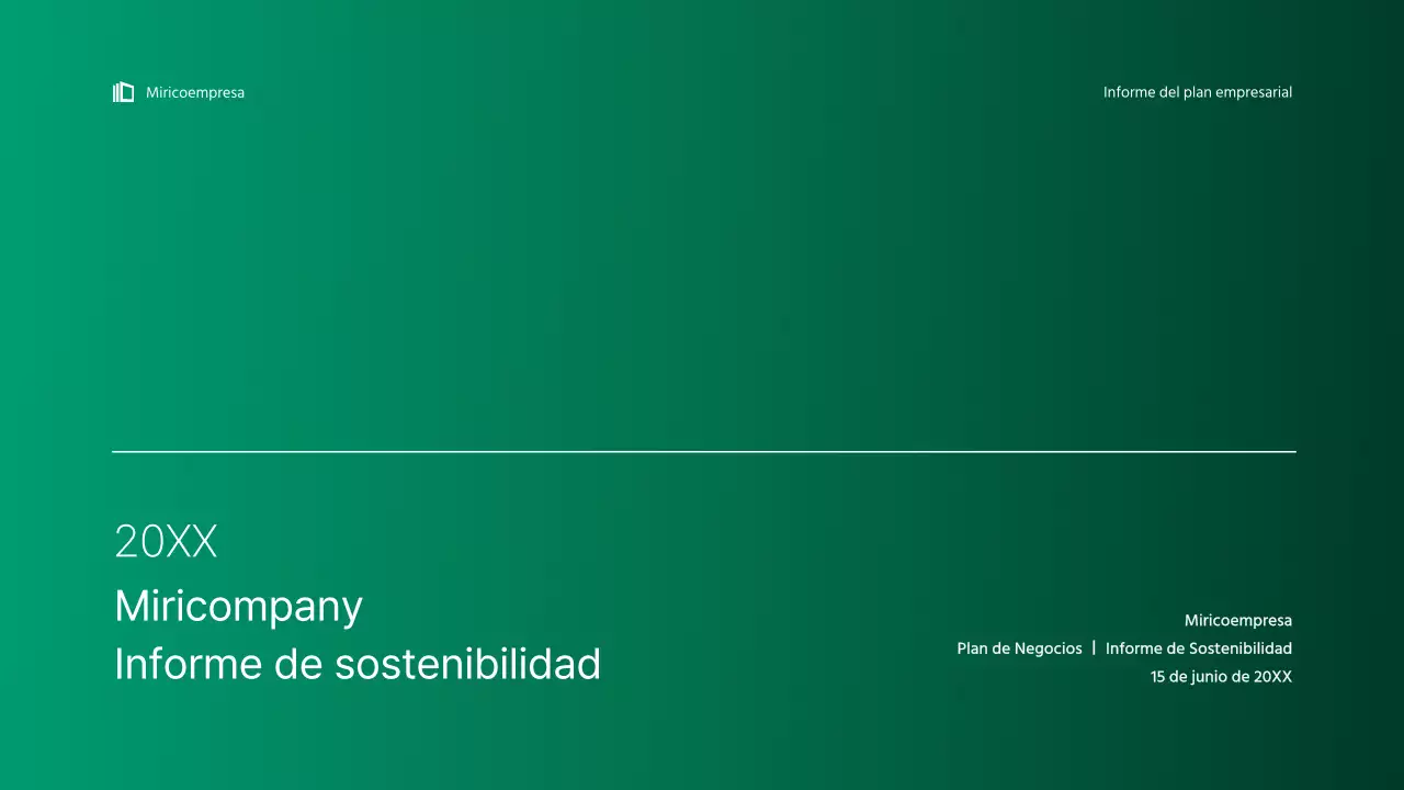 Sencilla presentación infográfica corporativa con degradados azules y verdes