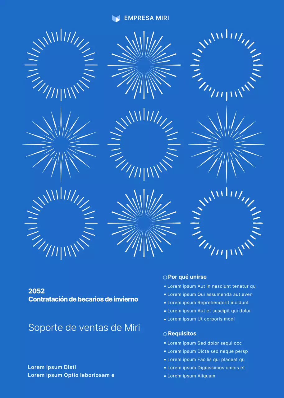 Formas geométricas azules y blancas Anuncio de prácticas de invierno