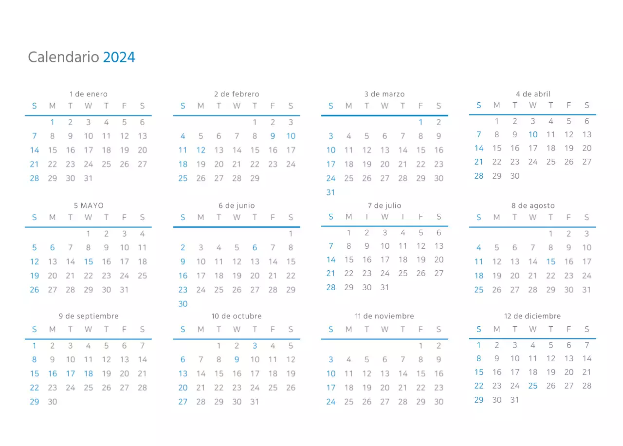 Calendario de empresa blanco y sencillo