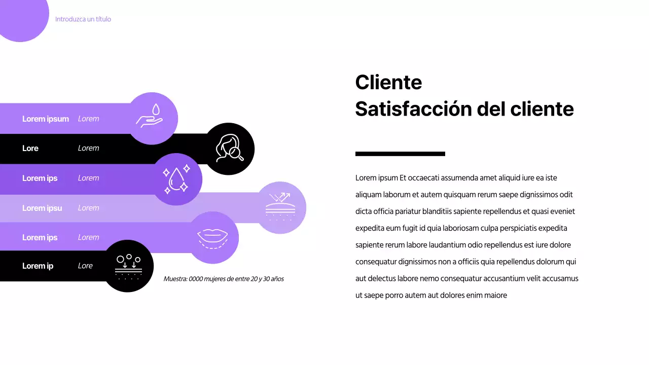 Una infografía morada y alegre sobre la agenda cosmética