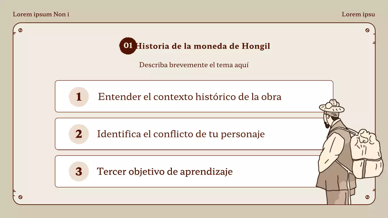 Honggil moneda lecciones de idiomas en beige y marrón