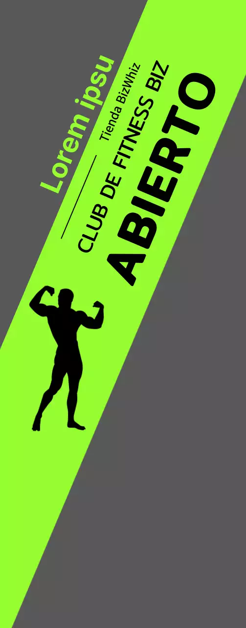 Banner de apertura de gimnasio con silueta de hombre sobre base fluorescente