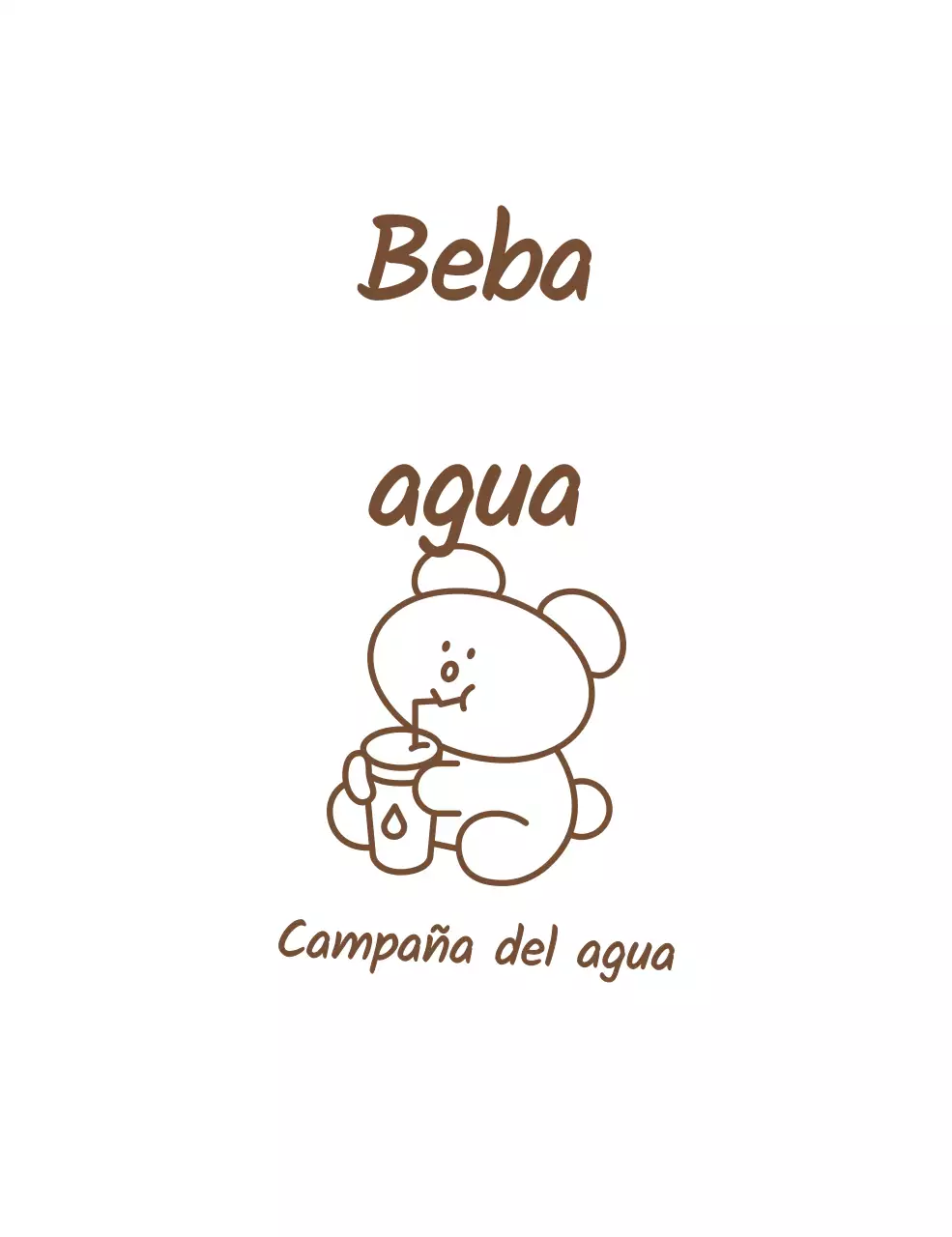 Una campaña para beber agua con una simpática y sencilla ilustración de un oso pardo