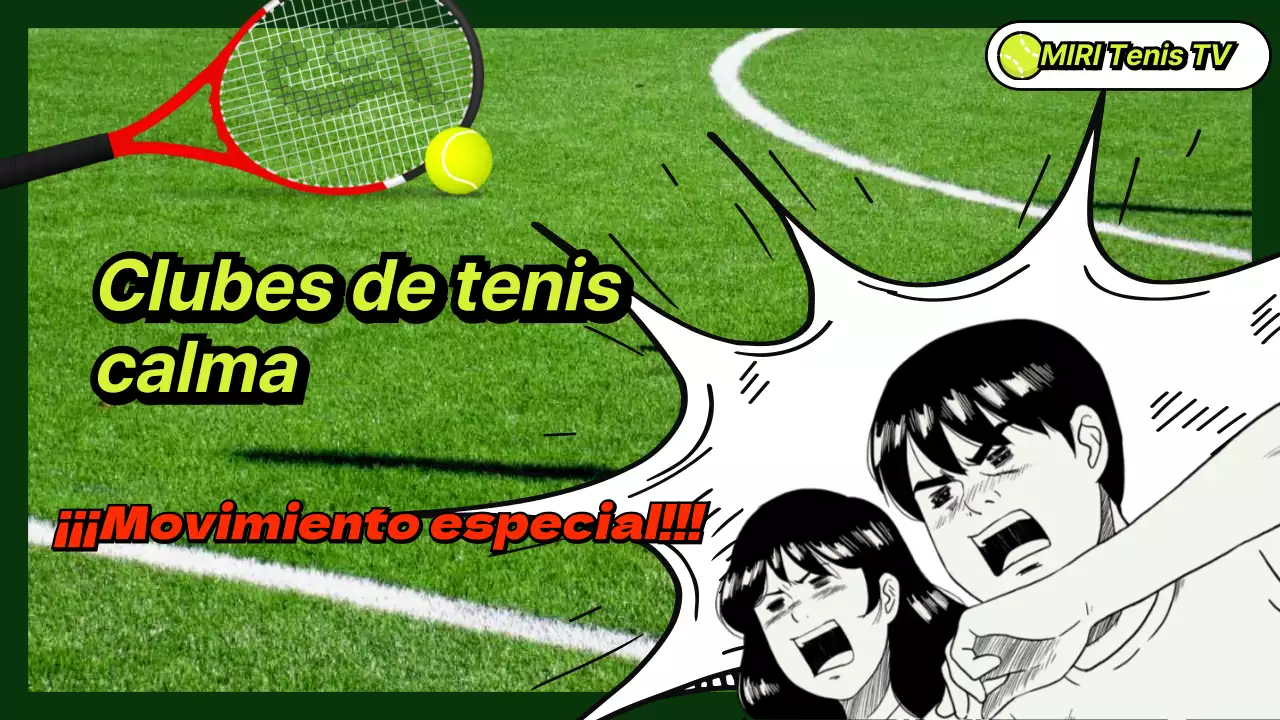Jugadas especiales de tenis con cómicas ilustraciones sobre un fondo de hierba