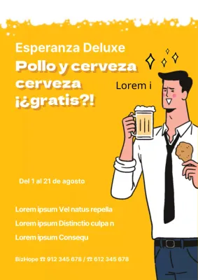 Promociona tu evento veraniego de cerveza gratis con un fondo amarillo