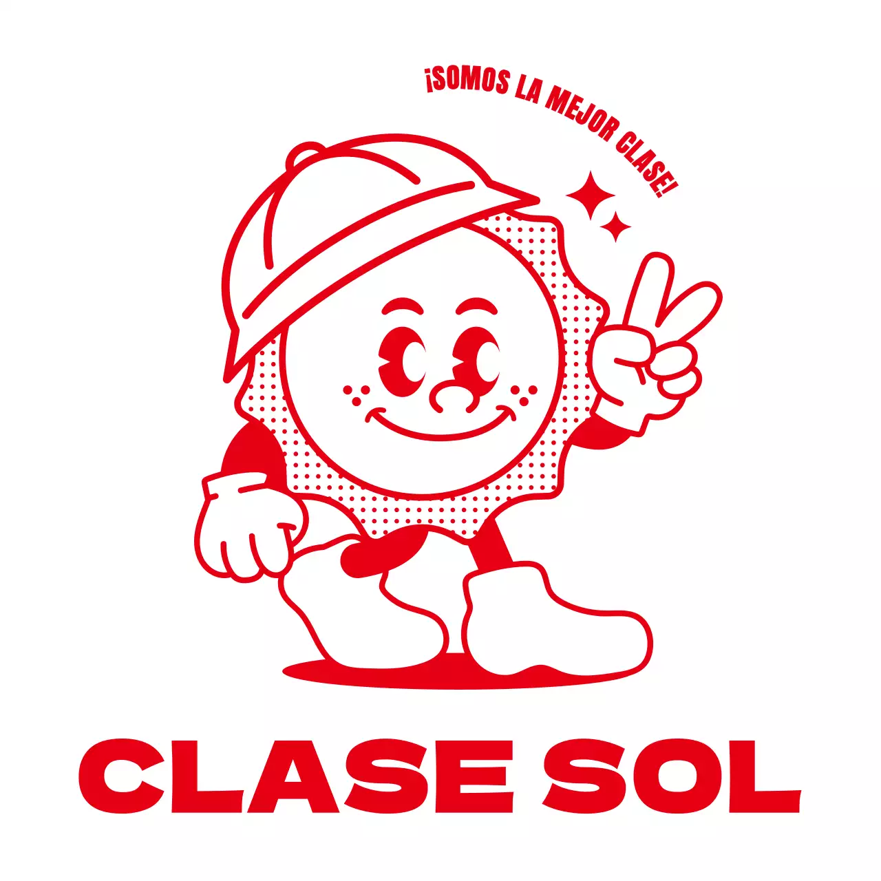 Sencillo y bonito estilo de ilustración solar en rojo sólido para evitar que los niños se pierdan