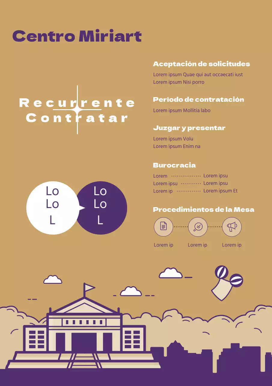 Púrpura oro simple línea ilustración concepto arte galería regular alquiler anuncio