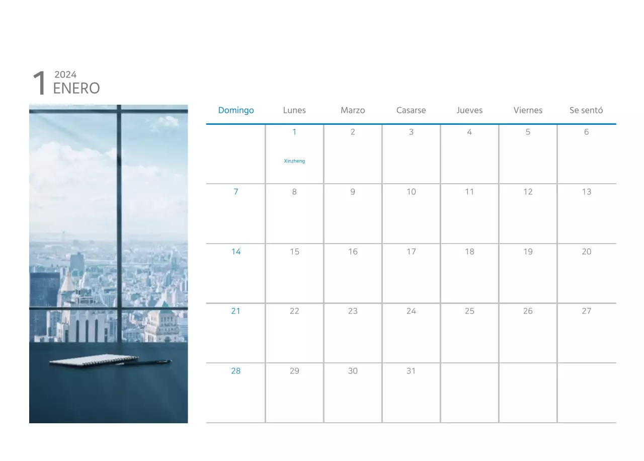 Calendario de empresa blanco y sencillo