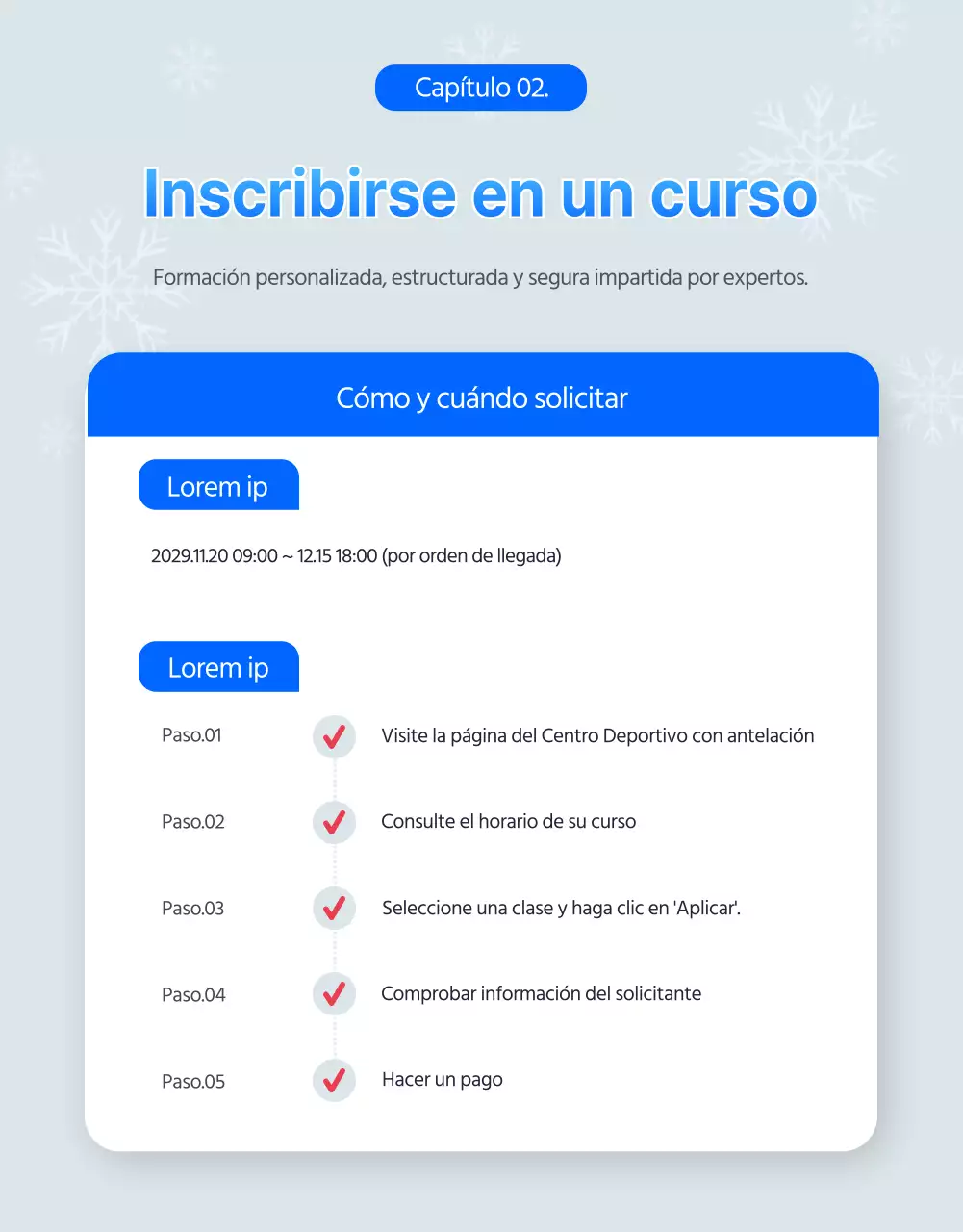 Clases de esquí y snowboard con temática invernal en azul (página detallada)