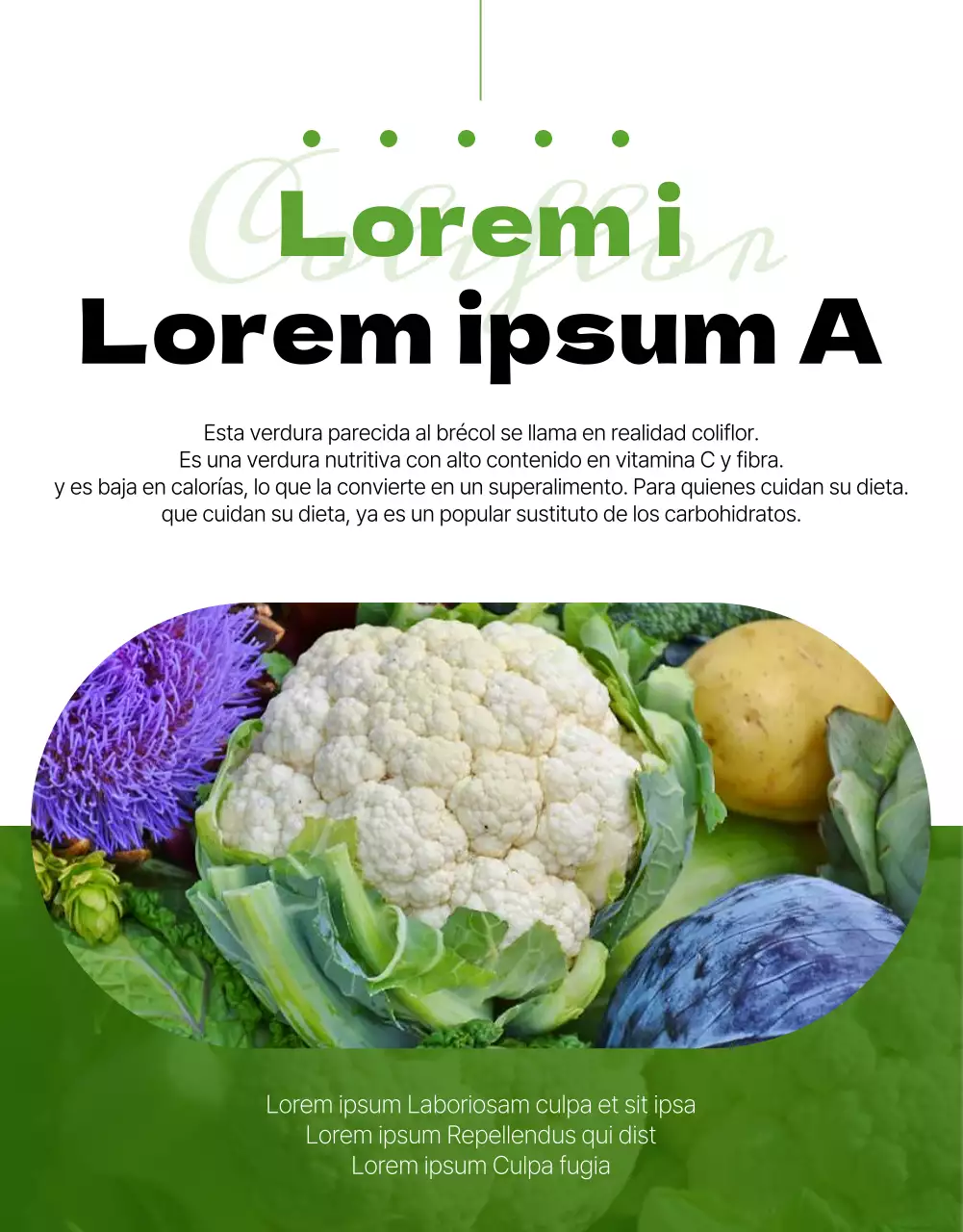 Coliflor sana con un tema verde chartreuse