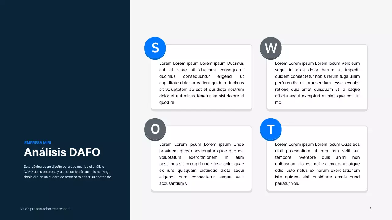 Material comercial sencillo en azul y gris