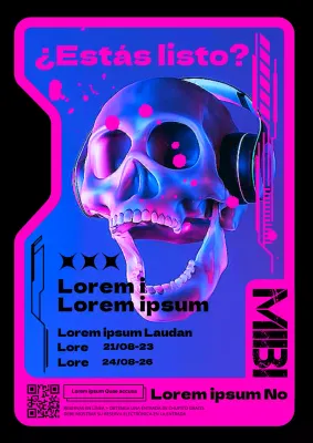Póster del club Hip Skull en rosa y azul