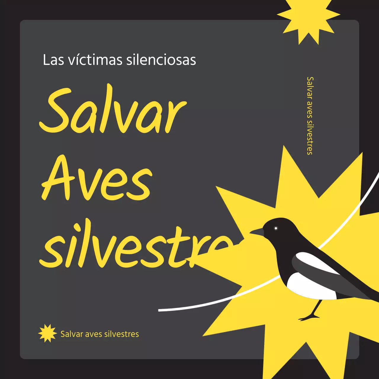 Consigue un sencillo pájaro salvaje en negro y amarillo