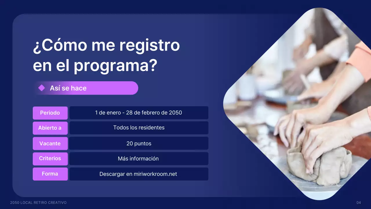 Contratación de creativos locales con formas en azul marino y colores de acento